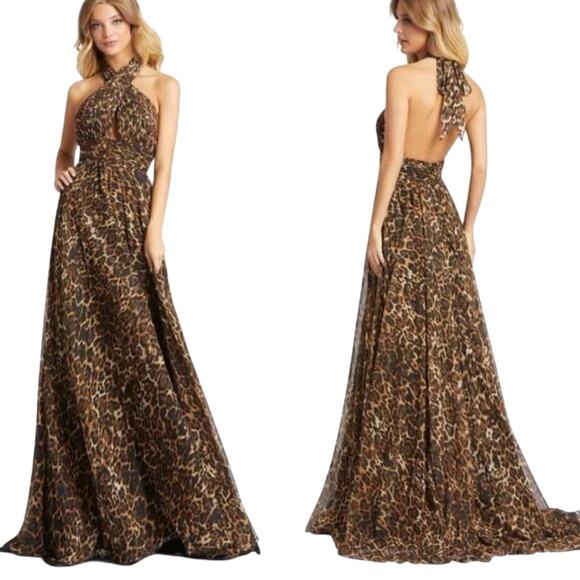 Mac Duggal Dresses & Skirts - Mac Duggal 67360 Tie Halter Backless Dress Cheetahlicious Size 0 New Mobwife